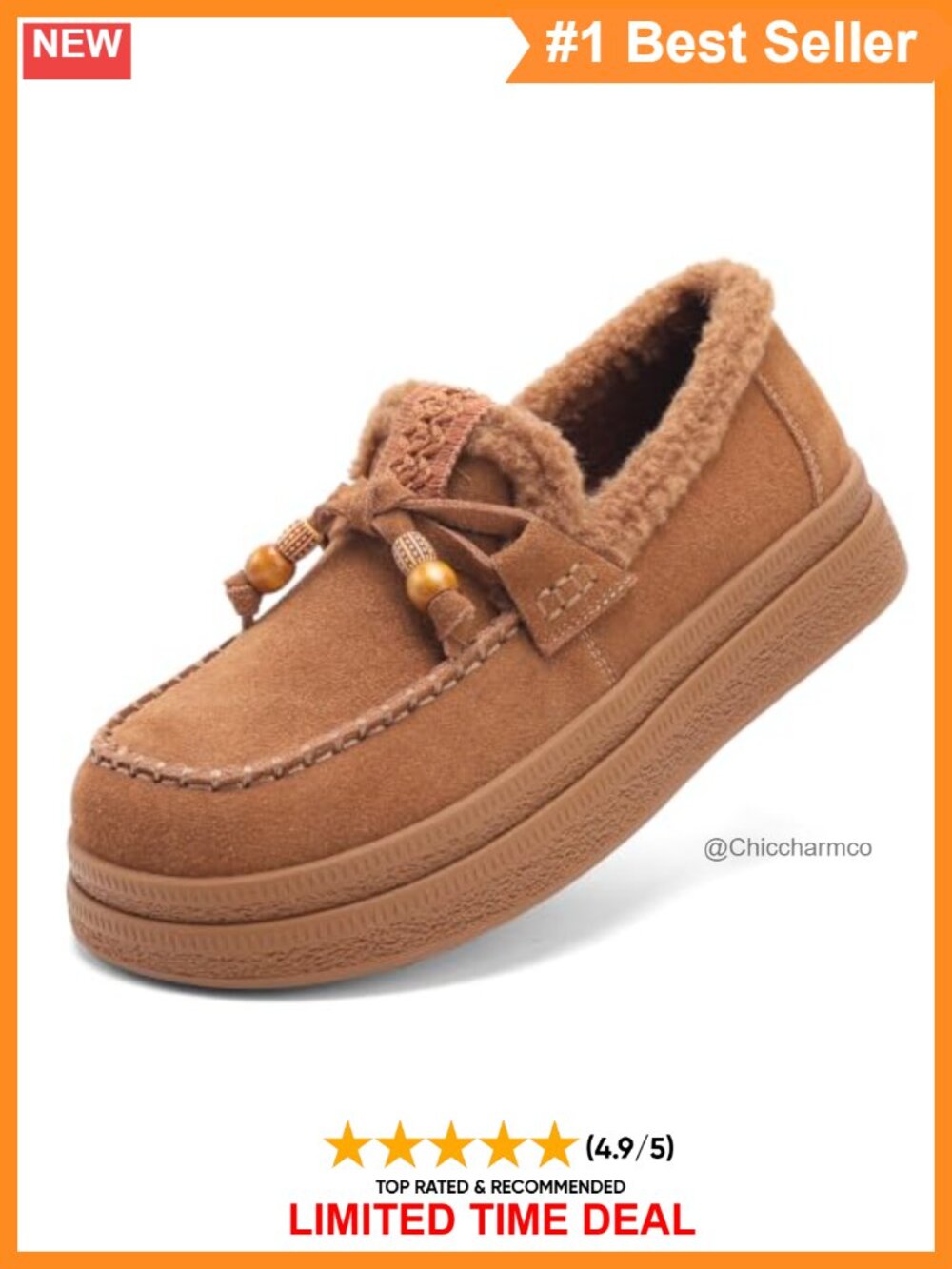 Suede Leather Lace Up Slip On Winter Loafers Women Warm Walking Shoes